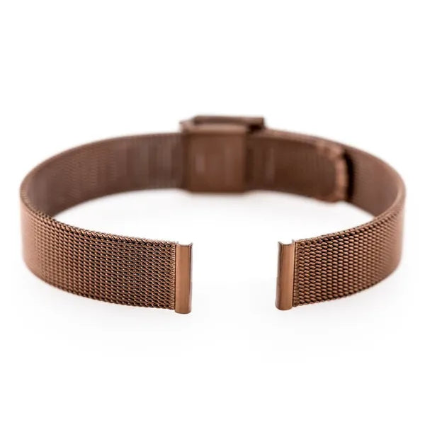 Barna PVD acél mesh óraszíj 12 mm szélesség, 192 mm hossz, állítható