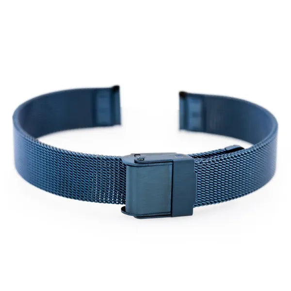 Tengerészkék 12 mm PVD acél mesh óraszíj állítható csattal