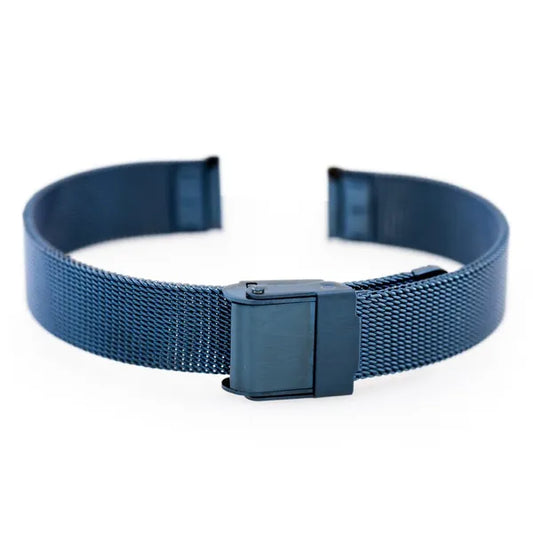 Tengerészkék 12 mm PVD acél mesh óraszíj állítható csattal