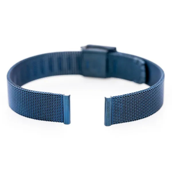 Tengerészkék 12 mm PVD acél mesh óraszíj állítható csattal