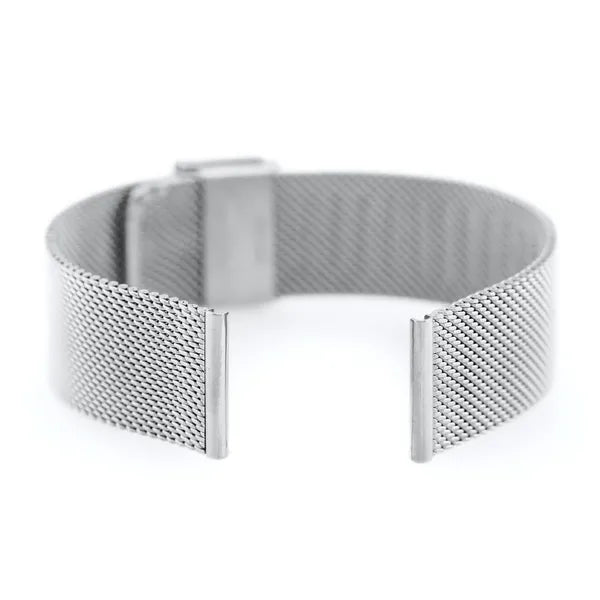 Ezüst színű, 22 mm-es rozsdamentes acél hálós óraszíj