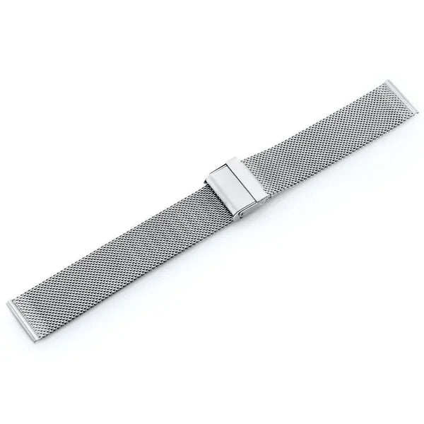 Ezüst színű, 22 mm-es rozsdamentes acél hálós óraszíj