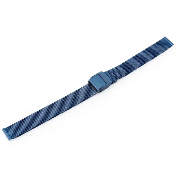 Sötétkék nemesacél mesh óraszíj, 16 mm, állítható, PVD-bevonattal