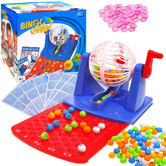 Bingo családi társasjáték sorsológömbbel, 56 kártyával, 6+