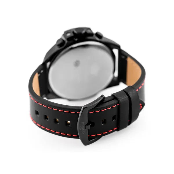 Férfi G. Rossi E6122A kvarc karóra – 44 mm, fekete bőr szíj