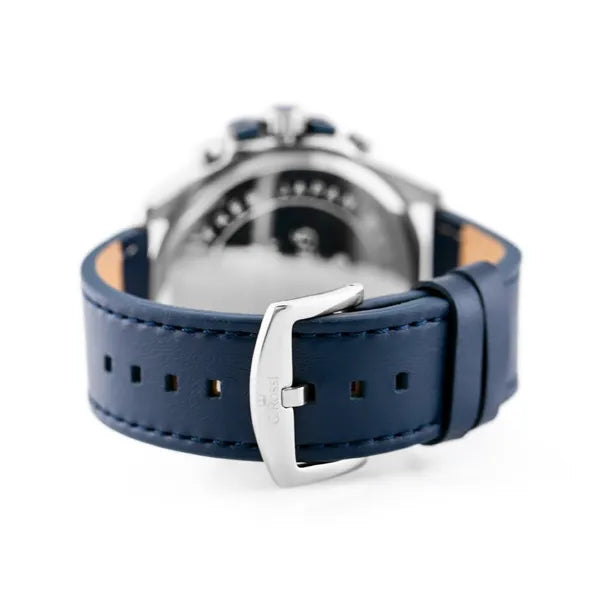 G. Rossi E6122A férfi kvarc karóra, kék bőr szíj, 44 mm, díszdobozban