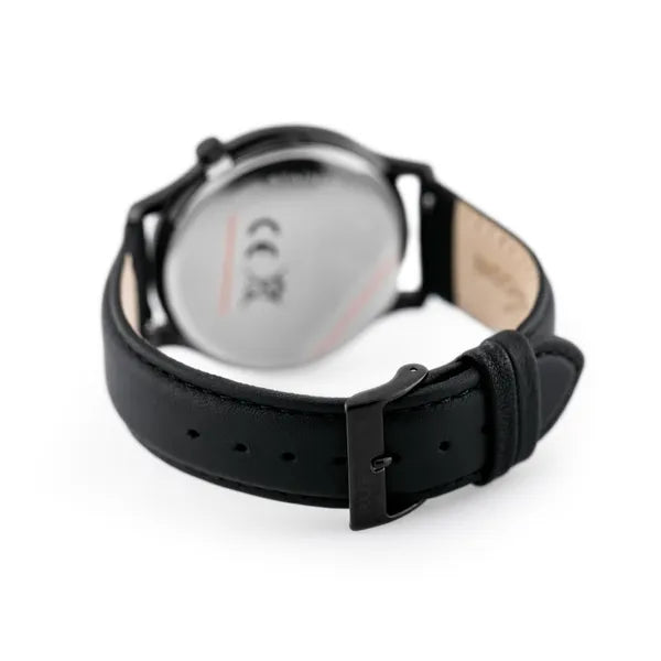 Rubicon férfi karóra svájci kvarc, fekete bőrszíj, 42 mm WR30