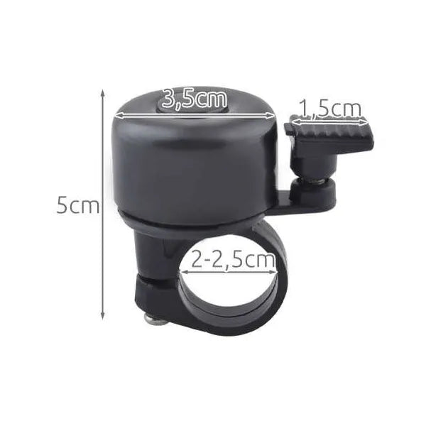 Kerékpárcsengő fekete, 3,5 cm, alumínium, univerzális 22 mm rögzítő