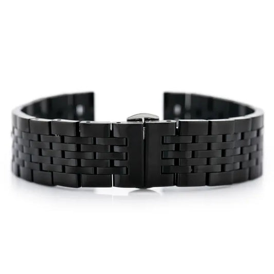 Fekete nemesacél óraszíj, pillangócsattal, 22 mm
