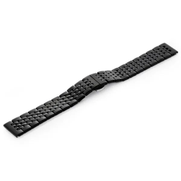 Fekete nemesacél óraszíj, pillangócsattal, 22 mm