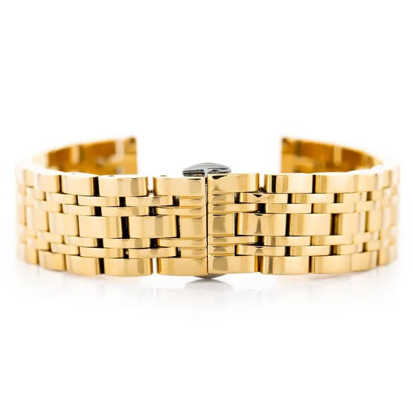 Aranyszínű, 20 mm-es rozsdamentes acél óraszíj pillangócsattal (184 mm)