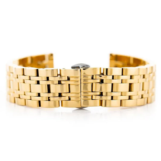 Aranyszínű, 20 mm-es rozsdamentes acél óraszíj pillangócsattal (184 mm)