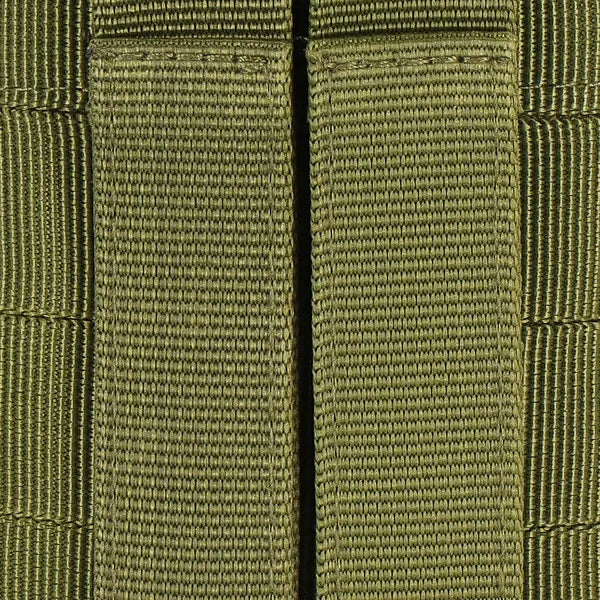 Sötétzöld poliészter övtáska, 17,5×13×5 cm, 2 rekesz, 4 zseb