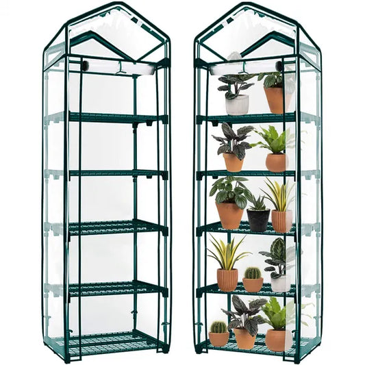 Springos kerti fólia mini üvegház 70x50x190 cm, 5 polcos, cipzáras