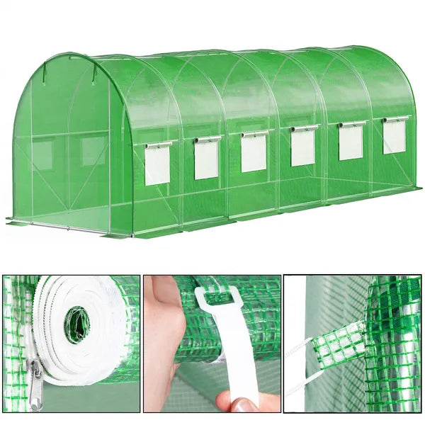 Üvegház fólia, 6x3x2 m, 140 g/m² PE, UV4, 13 szúnyoghálós ablakkal