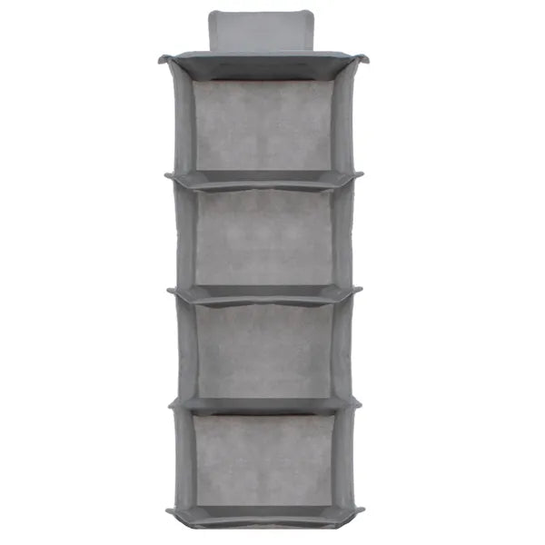 Szürke 4-polcos akasztós szekrényszervező 80×30×30 cm nemszőtt textil