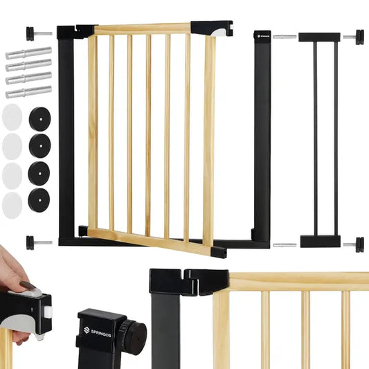 Springos fa–fém biztonsági ajtórács, 89–96 cm, automata zárás