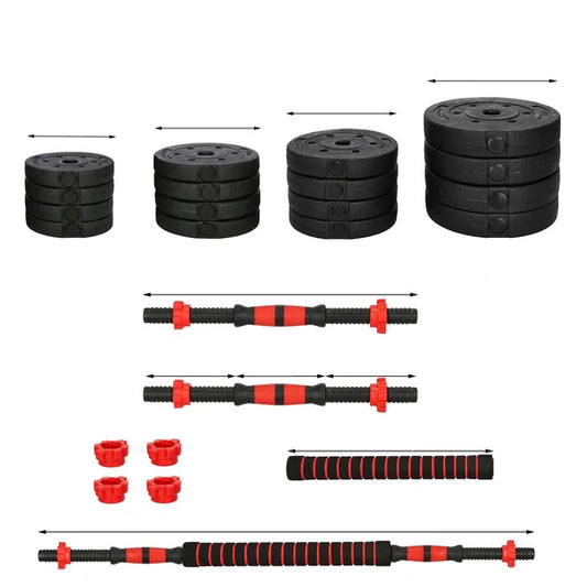 20 kg-os kompozit kézisúlyzó szett, 2×50,5 cm rúd, 1–5 kg tárcsák