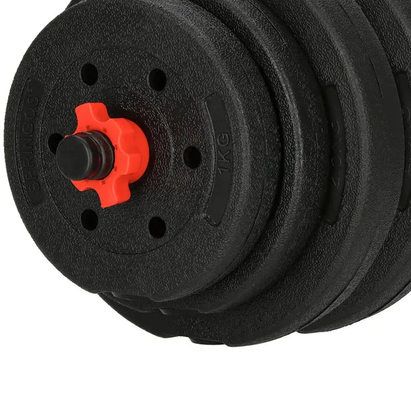 20 kg-os kompozit kézisúlyzó szett, 2×50,5 cm rúd, 1–5 kg tárcsák