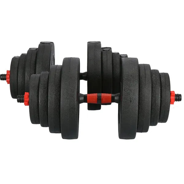 20 kg-os kompozit súlyzókészlet 2×50,5 cm rúddal és 40 cm toldóval