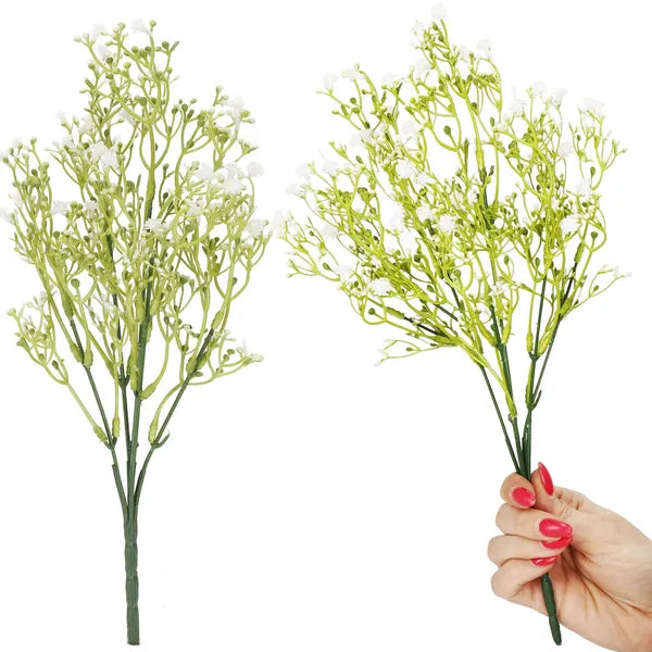 Művirág csokor fehér, 5 ág, 37 cm, Springos