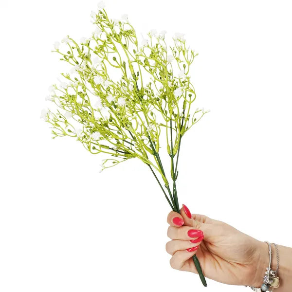 Művirág csokor fehér, 5 ág, 37 cm, Springos