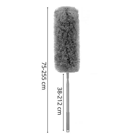 Springos teleszkópos portörlő, 75–255 cm, mikroszálas+fluffy fej, szürke