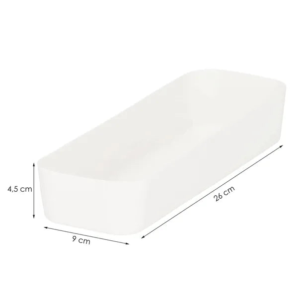 Krém színű PP műanyag fiókrendező, 26×9×4,5 cm