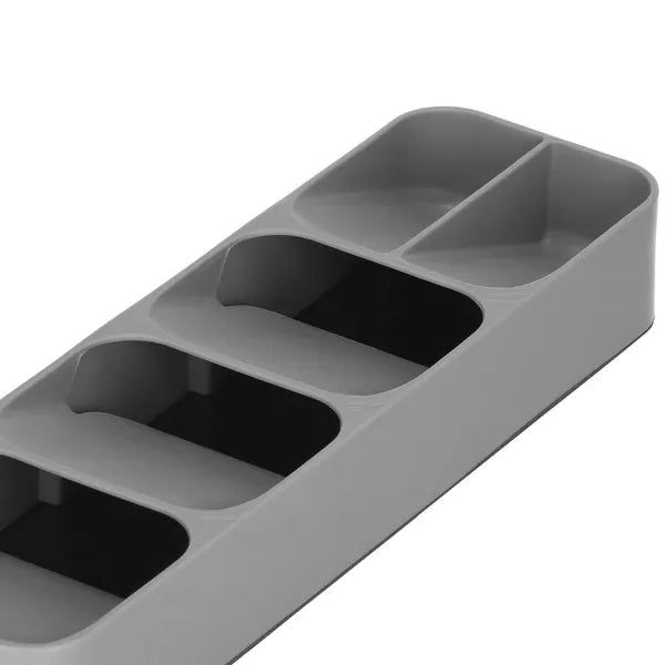 Szürke PP fiókrendszerező 5 rekesszel, 39,5×11×5,5 cm
