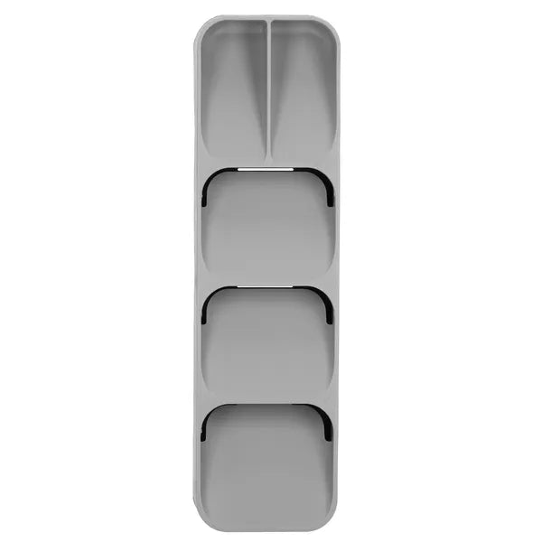 Szürke PP fiókrendszerező 5 rekesszel, 39,5×11×5,5 cm