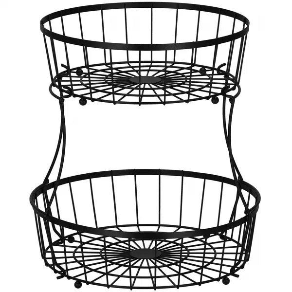 Fekete, 2 szintes acél tárolókosár, 30/26,5 cm