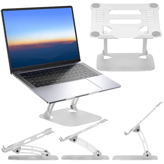 Összecsukható ezüst fém laptop állvány, teljesen állítható, 24×22 cm, 3 kg