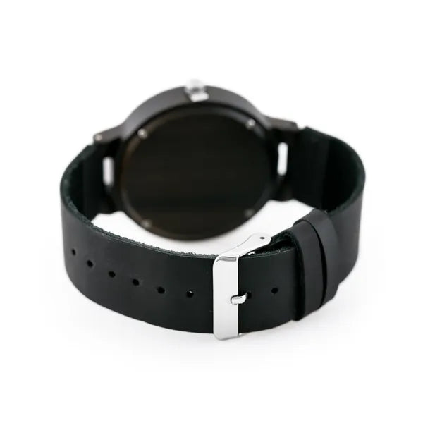 Férfi fa karóra japán kvarc szerkezettel bőrszíjjal, 45 mm