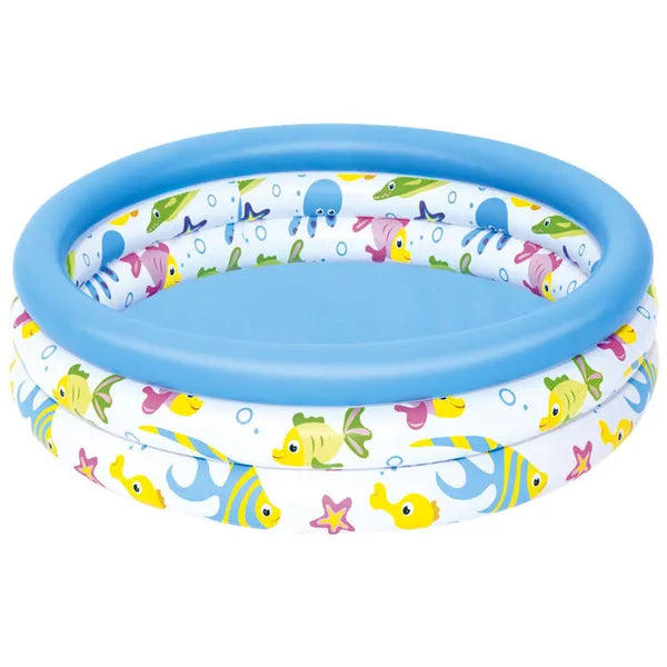 Bestway felfújható pancsoló medence, 3 gyűrűs, 102 cm, 101 l, tengeri minta
