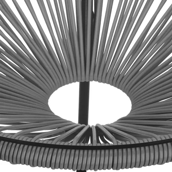 Fekete rattan kerti dohányzóasztal edzett üveglappal, Ø50×49 cm