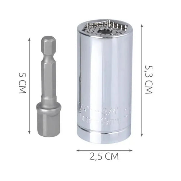 Univerzális tűs dugókulcs adapterrel, 7-19 mm acél bitekhez