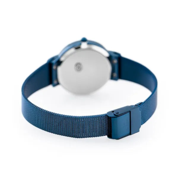 G. Rossi női kvarc karóra kék fémszíjjal, lila számlappal, 32 mm
