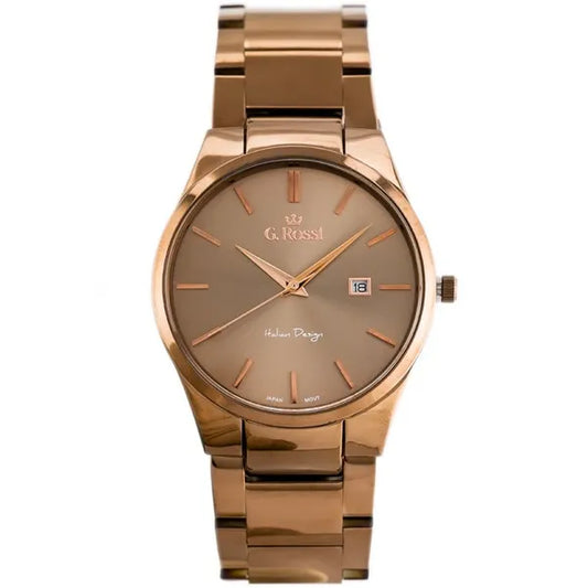 G. Rossi férfi karóra 40 mm, barna fém szíj, dátumkijelző, japán Miyota