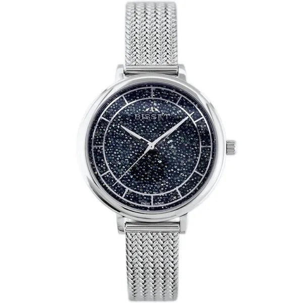 Női karóra – rozsdamentes acél, quartz, 38 mm, ezüst-kék számlap