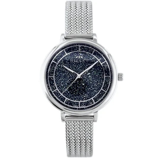 Női karóra – rozsdamentes acél, quartz, 38 mm, ezüst-kék számlap