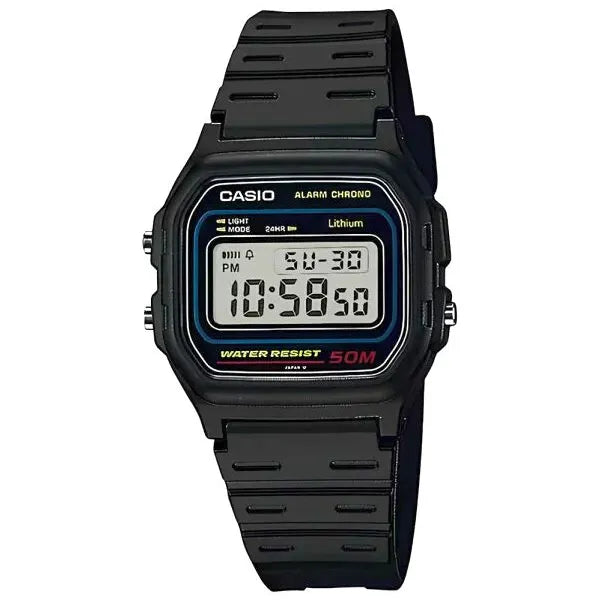 Casio W-59-1VQ unisex digitális sportóra, WR50, fekete, ajándék doboz