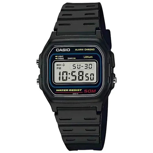 Casio W-59-1VQ unisex digitális sportóra, WR50, fekete, ajándék doboz