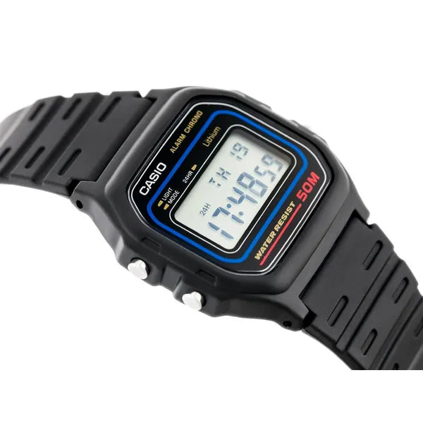 Casio W-59-1VQ unisex digitális sportóra, WR50, fekete, ajándék doboz