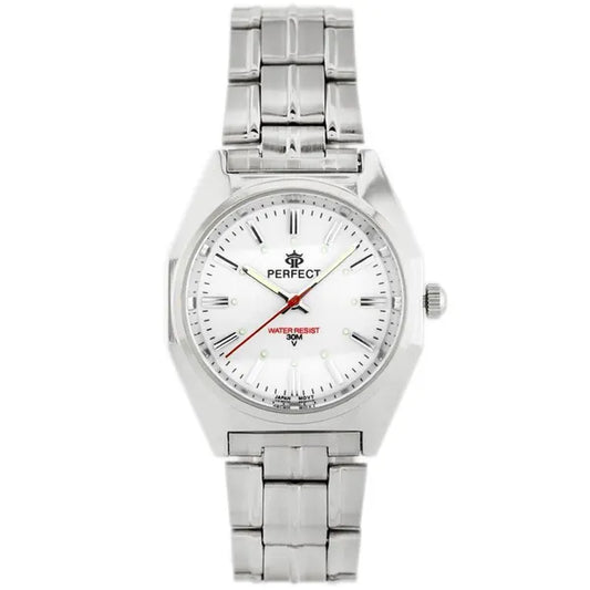 Perfect P186 férfi kvarc karóra, ezüst fémszíj, 43 mm tok, díszdoboz