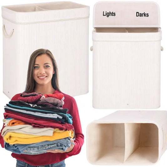 Springos® bambusz dupla szennyestartó 100l