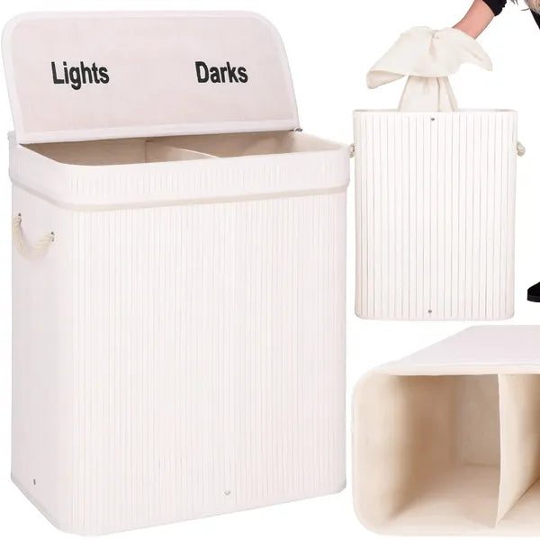 Springos® bambusz dupla szennyestartó 100l
