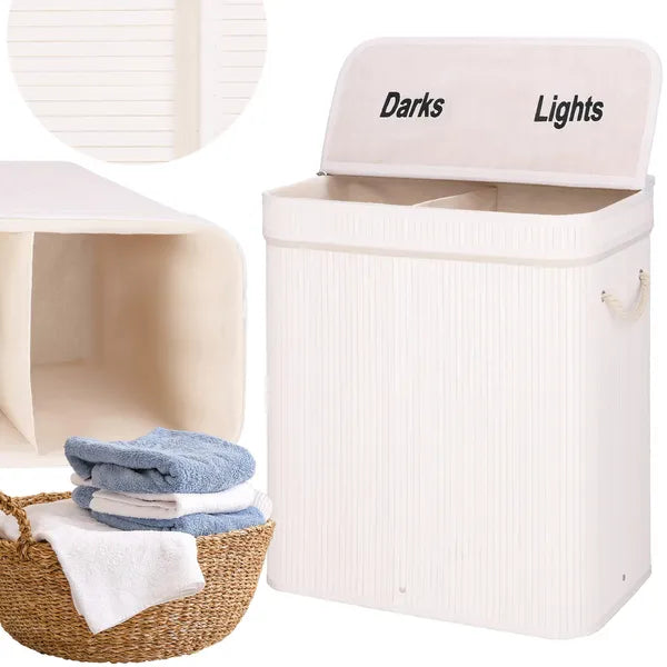 Springos® bambusz dupla szennyestartó 100l