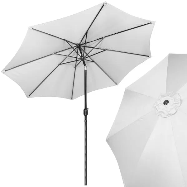 Kerti napernyő 300 cm, világosszürke, acél váz, dönthető, kurblis