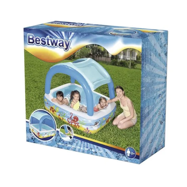 Bestway 52192 felfújható gyerekmedence napellenző tetővel 140×140×114 cm