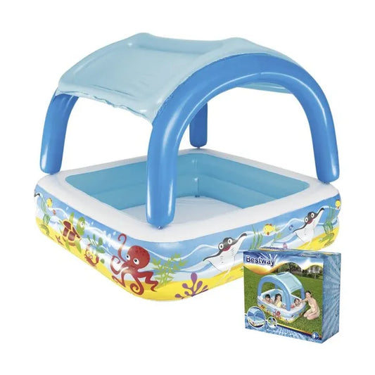 Bestway 52192 felfújható gyerekmedence napellenző tetővel 140×140×114 cm